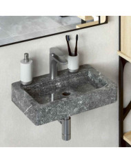 Lavabo mural gris 38x24x6,5 cm marbre | Mobilier & Déco