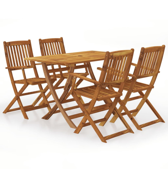 Ensemble à manger de jardin pliable 5 pcs Bois d'acacia solide | Mobilier & Déco