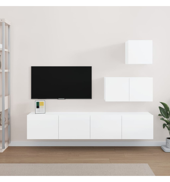 Ensemble de meubles TV 4 pcs Blanc brillant Bois d'ingénierie | Mobilier & Déco