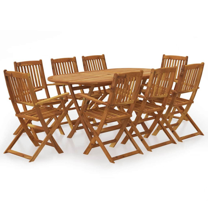 Ensemble à manger de jardin pliable 9 pcs bois d'acacia solide | Mobilier & Déco