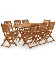 Ensemble à manger de jardin pliable 9 pcs bois d'acacia solide | Mobilier & Déco