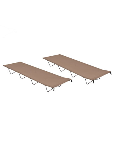 Lits de camping 2 pcs 180x60x19 cm Tissu Oxford et acier Taupe | Mobilier & Déco