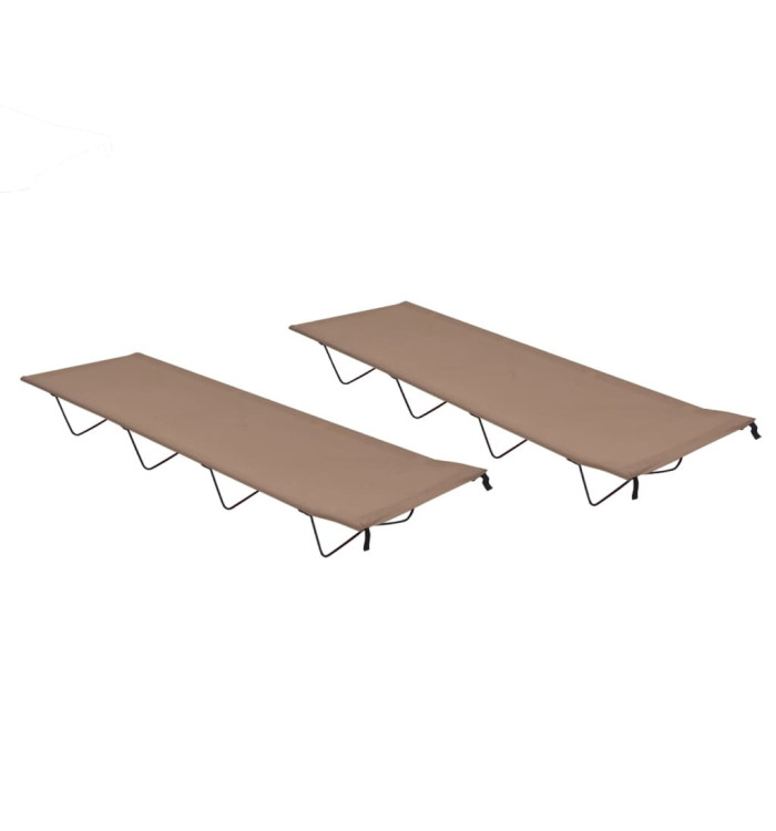 Lits de camping 2 pcs 180x60x19 cm Tissu Oxford et acier Taupe | Mobilier & Déco