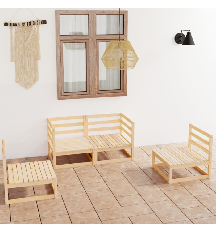 Salon de jardin 4 pcs bois de pin massif | Mobilier & Déco