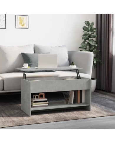 Table basse gris béton 102x50x52,5 cm bois d'ingénierie | Mobilier & Déco