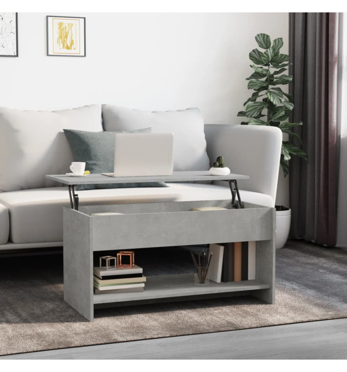 Table basse gris béton 102x50x52,5 cm bois d'ingénierie | Mobilier & Déco