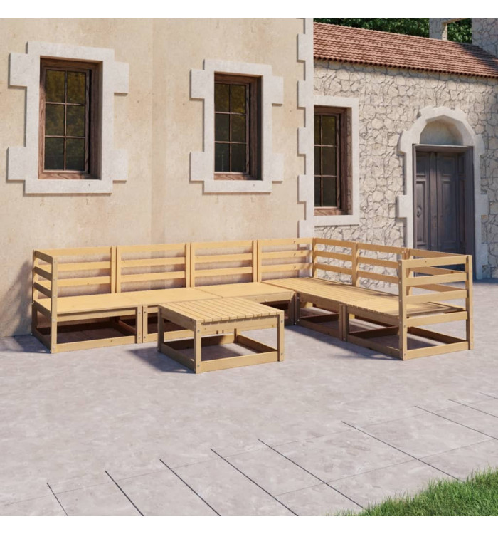 Salon de jardin 7 pcs bois de pin massif | Mobilier & Déco