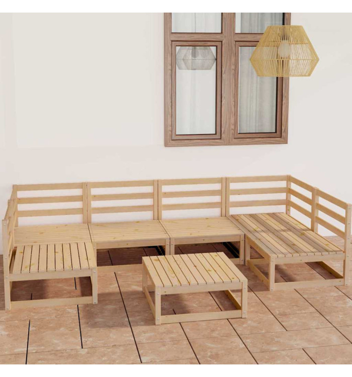 Salon de jardin 7 pcs Bois de pin massif | Mobilier & Déco