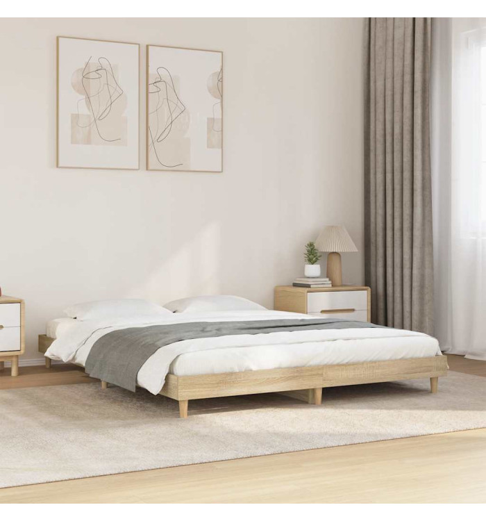 Cadre de lit sans matelas chêne sonoma 135x190 cm | Mobilier & Déco