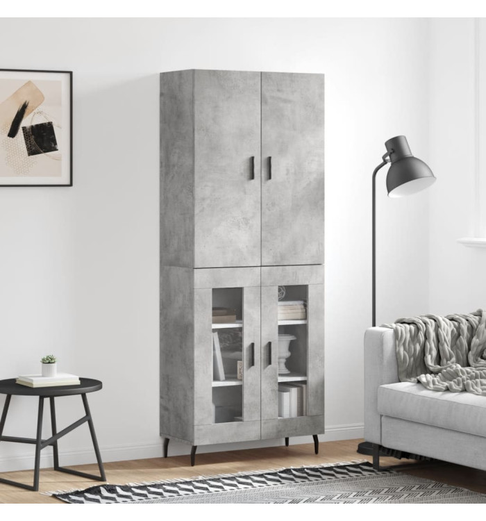 Buffet haut Gris béton 69,5x34x180 cm Bois d'ingénierie | Mobilier & Déco