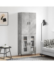 Buffet haut Gris béton 69,5x34x180 cm Bois d'ingénierie | Mobilier & Déco