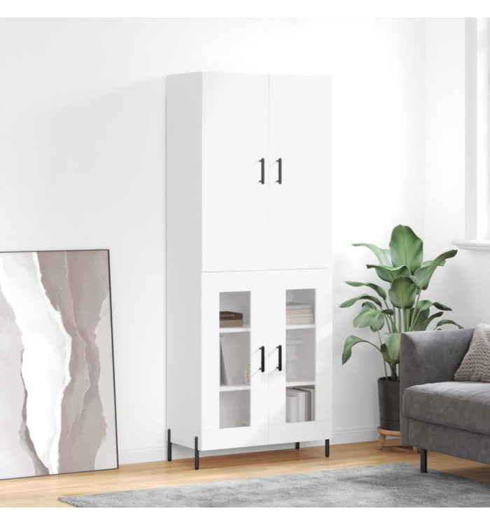Buffet haut Blanc 69,5x34x180 cm Bois d'ingénierie | Mobilier & Déco