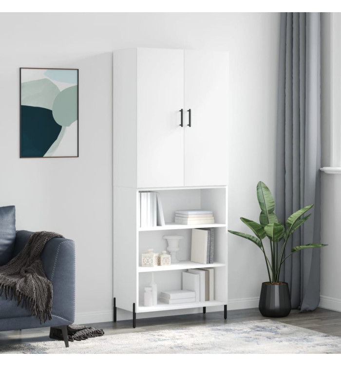 Buffet haut Blanc 69,5x34x180 cm Bois d'ingénierie | Mobilier & Déco