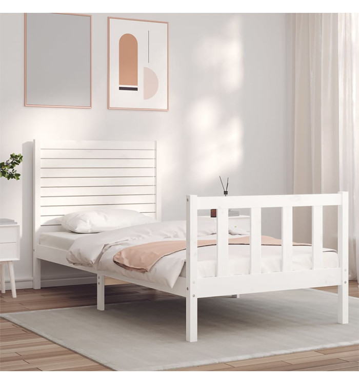 Cadre de lit sans matelas blanc 90x200 cm bois de pin massif | Mobilier & Déco