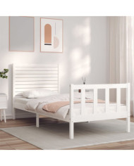 Cadre de lit sans matelas blanc 90x200 cm bois de pin massif | Mobilier & Déco