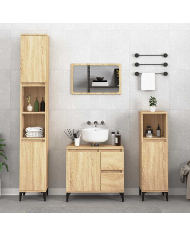 Armoire salle de bain chêne sonoma 65x33x60 cm | Mobilier & Déco