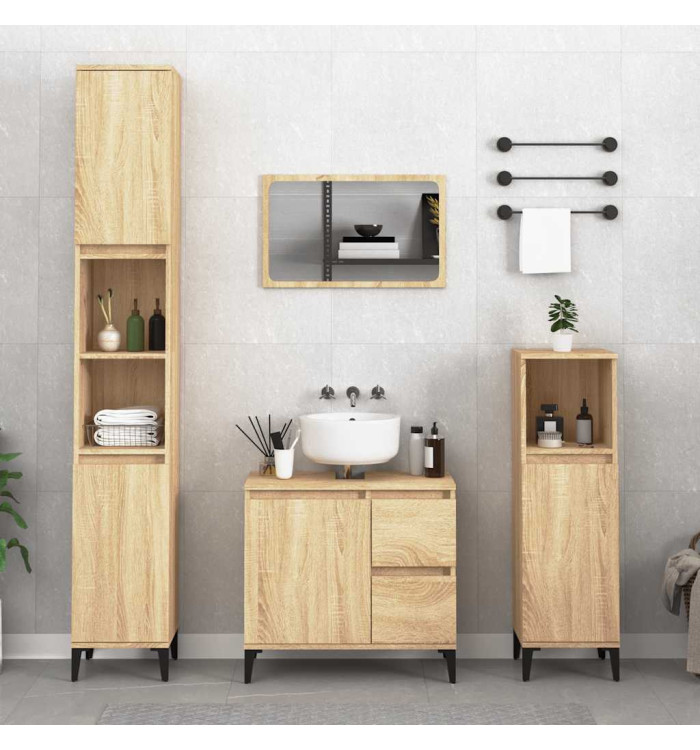 Armoire salle de bain chêne sonoma 65x33x60 cm | Mobilier & Déco