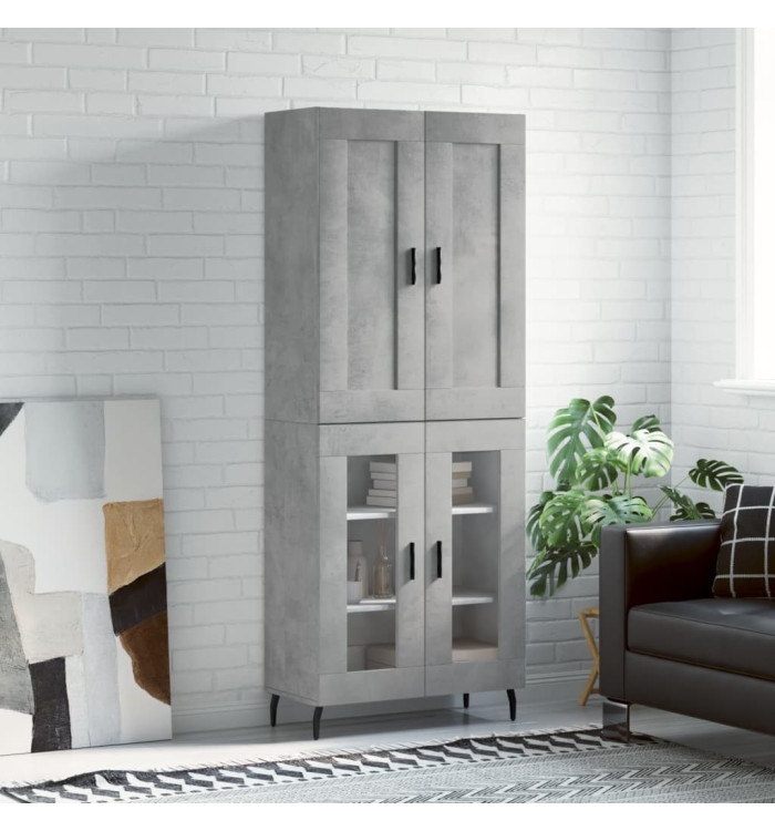 Buffet haut Gris béton 69,5x34x180 cm Bois d'ingénierie | Mobilier & Déco