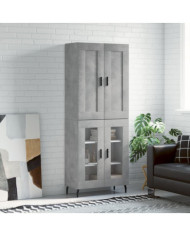 Buffet haut Gris béton 69,5x34x180 cm Bois d'ingénierie | Mobilier & Déco