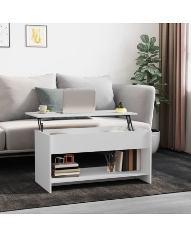 Table basse blanc 102x50x52,5 cm bois d'ingénierie | Mobilier & Déco