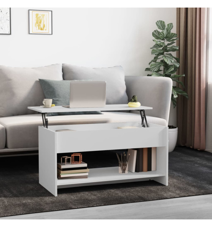 Table basse blanc 102x50x52,5 cm bois d'ingénierie | Mobilier & Déco