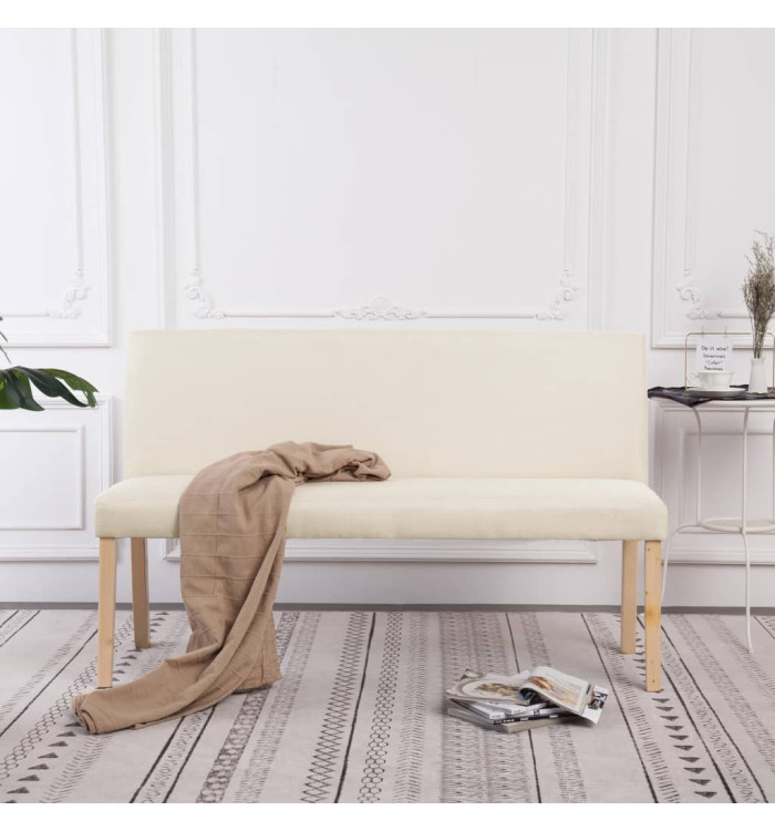 Banc 139,5 cm Crème Polyester | Mobilier & Déco