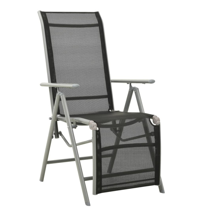 Chaise de jardin inclinable textilène et aluminium argenté | Mobilier & Déco