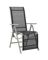 Chaise de jardin inclinable textilène et aluminium argenté | Mobilier & Déco