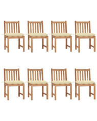 Chaises de jardin lot de 8 avec coussins Bois de teck massif | Mobilier & Déco