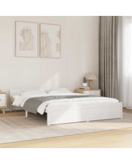 Cadre de lit sans matelas blanc bois massif 140x190 cm | Mobilier & Déco