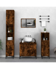 Armoire de bain chêne fumé 65x33x60 cm bois d'ingénierie | Mobilier & Déco