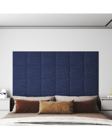 Panneaux muraux 12 pcs Bleu 30x30 cm Tissu 1,08 m² | Mobilier & Déco