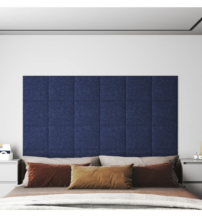 Panneaux muraux 12 pcs Bleu 30x30 cm Tissu 1,08 m² | Mobilier & Déco