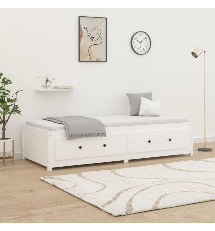 Lit de jour sans matelas blanc 75x190 cm bois de pin massif | Mobilier & Déco
