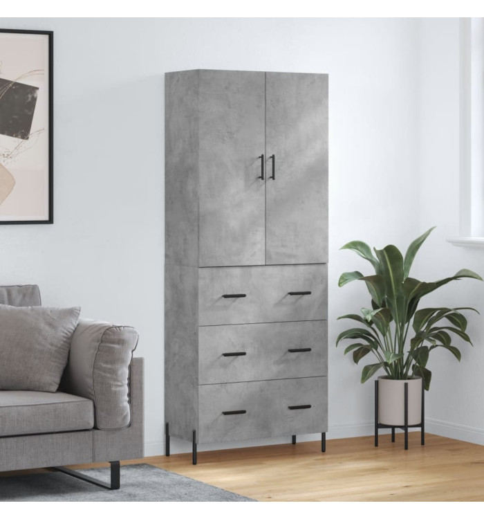 Buffet haut Gris béton 69,5x34x180 cm Bois d'ingénierie | Mobilier & Déco