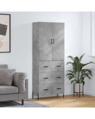 Buffet haut Gris béton 69,5x34x180 cm Bois d'ingénierie | Mobilier & Déco