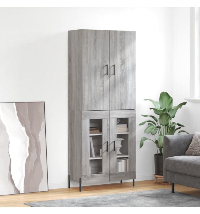 Buffet haut Sonoma gris 69,5x34x180 cm Bois d'ingénierie | Mobilier & Déco