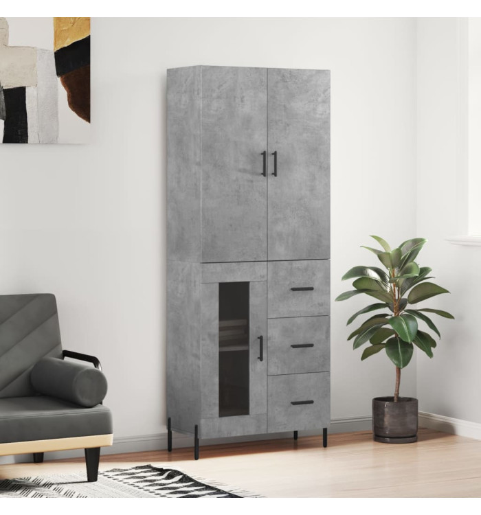 Buffet haut Gris béton 69,5x34x180 cm Bois d'ingénierie | Mobilier & Déco