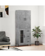 Buffet haut Gris béton 69,5x34x180 cm Bois d'ingénierie | Mobilier & Déco