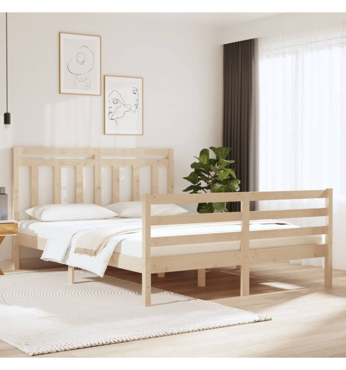 Cadre de lit sans matelas 150x200 cm bois massif | Mobilier & Déco