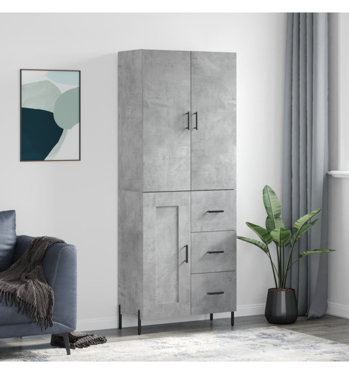 Buffet haut Gris béton 69,5x34x180 cm Bois d'ingénierie | Mobilier & Déco