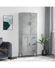 Buffet haut Gris béton 69,5x34x180 cm Bois d'ingénierie | Mobilier & Déco