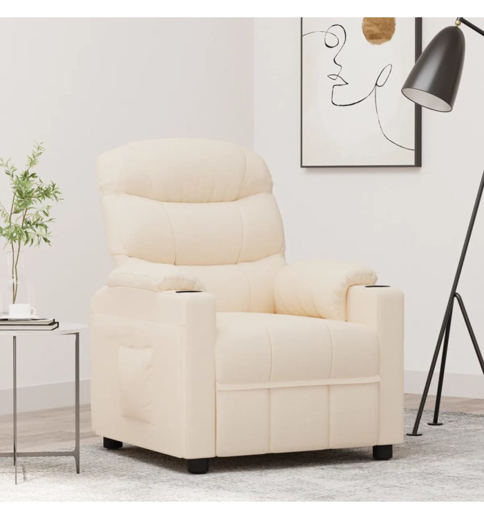 Fauteuil inclinable Crème Tissu | Mobilier & Déco