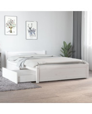 Cadre de lit sans matelas avec tiroirs blanc | Mobilier & Déco