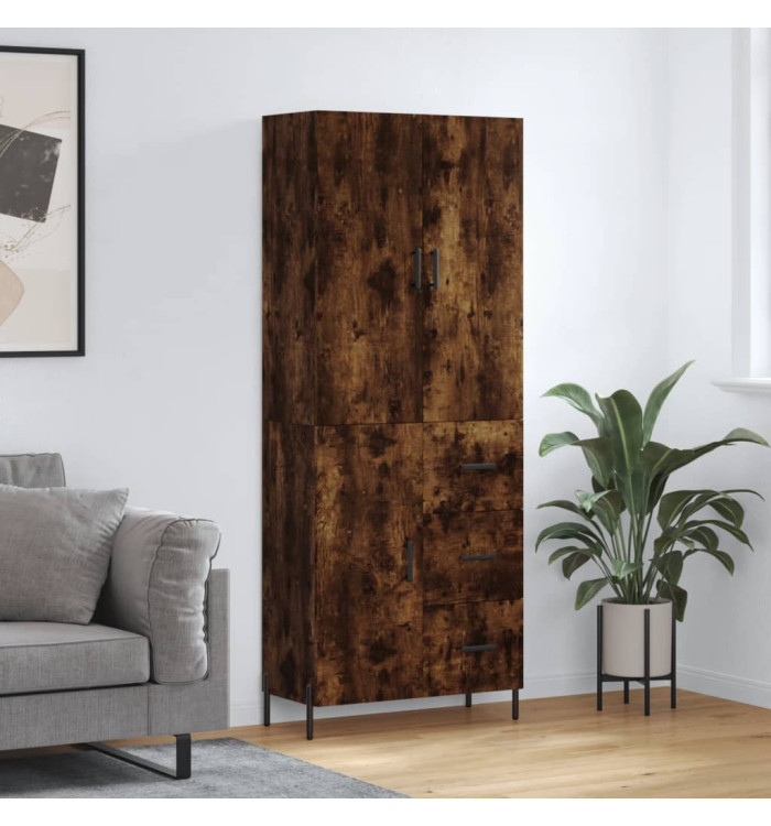 Buffet haut Chêne fumé 69,5x34x180 cm Bois d'ingénierie | Mobilier & Déco