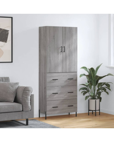 Buffet haut Sonoma gris 69,5x34x180 cm Bois d'ingénierie | Mobilier & Déco