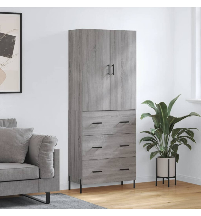 Buffet haut Sonoma gris 69,5x34x180 cm Bois d'ingénierie | Mobilier & Déco