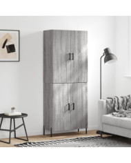 Buffet haut Sonoma gris 69,5x34x180 cm Bois d'ingénierie | Mobilier & Déco