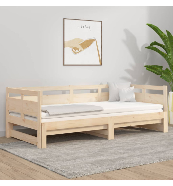 Lit coulissant sans matelas bois de pin solide 2x(80x200) cm | Mobilier & Déco