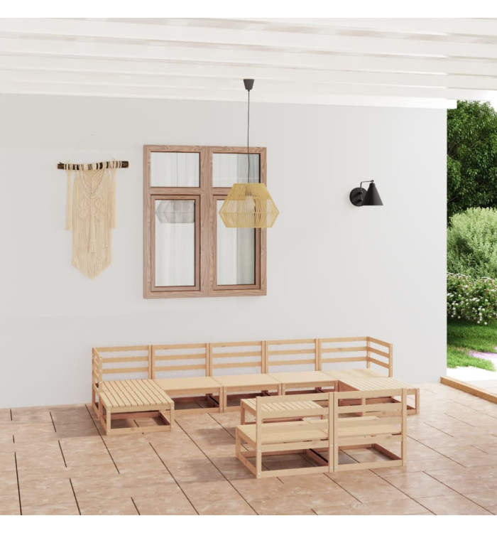 Salon de jardin 10 pcs Bois de pin massif | Mobilier & Déco